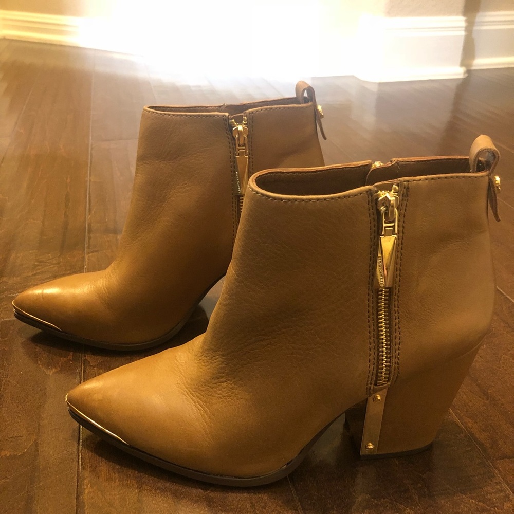 Vince Camuto Leather and Gold Booties